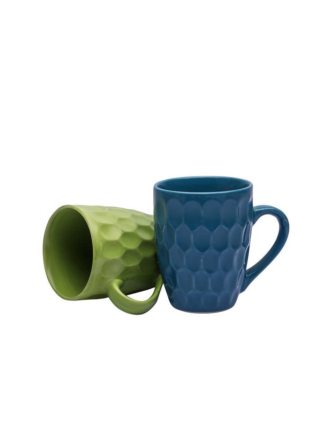 Anwaliya Crystal Ceramic Coffee Mug Set of 6 (280ml) Handcrafted Design Tea Cups Stackable, Chip Resistant, Large Serving Green Tea Cups, Fortuna (Color May Vary) - Image 5