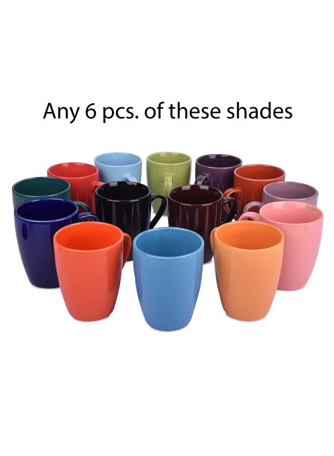 Anwaliya Crystal Ceramic Coffee Mug Set of 6 (280ml) Handcrafted Design Tea Cups Stackable, Chip Resistant, Large Serving Green Tea Cups, Fortuna (Color May Vary) - Image 3