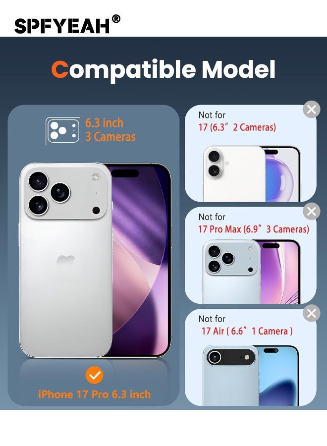 SPFYEAH [3-in-1] iPhone 17 Pro Case with HD Tempered Glass Screen Protector & Camera Lens Protector, MagSafe-Compatible Rugged Shockproof Cover, Anti-Yellowing Clear Bumper Case, Anti-Scratch & Anti-Fingerprint Design (Clear Magnetic) - Image 2