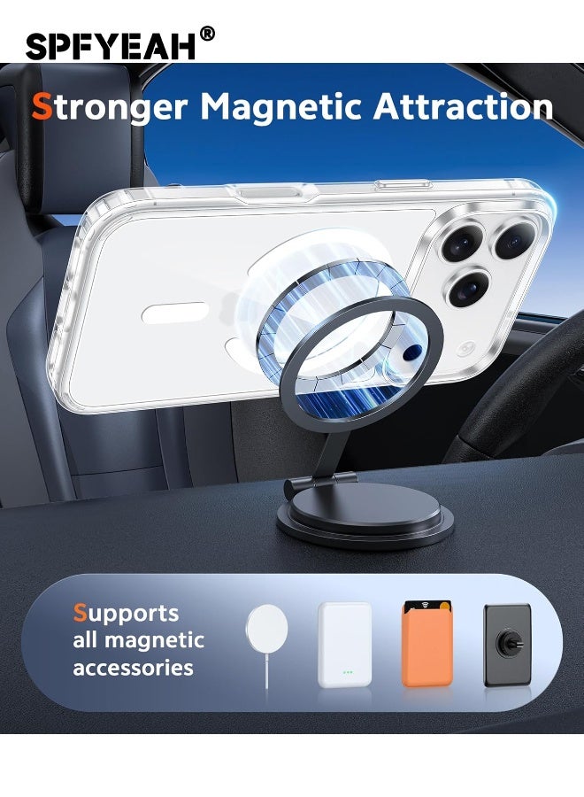 SPFYEAH [3-in-1] iPhone 17 Pro Case with HD Tempered Glass Screen Protector & Camera Lens Protector, MagSafe-Compatible Rugged Shockproof Cover, Anti-Yellowing Clear Bumper Case, Anti-Scratch & Anti-Fingerprint Design (Clear Magnetic) - Image 4