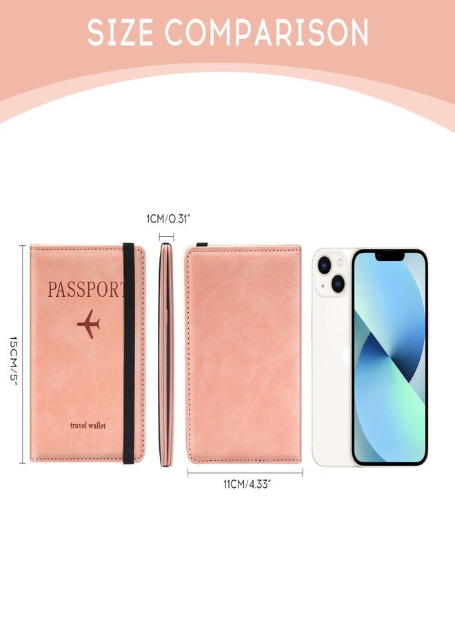 ILIYAH Passport Cover Passport Holder for Travel Passport Case RFID Blocking Travel Accessories Card Holder Wallet Unisex Travel Gifts, Pink, Minimalist - Image 2