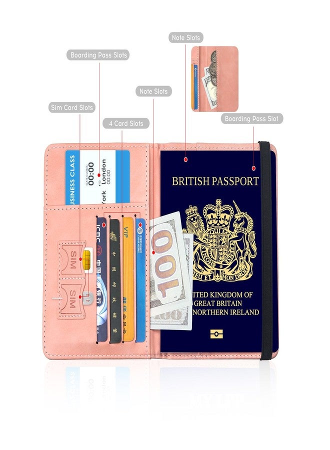 ILIYAH Passport Cover Passport Holder for Travel Passport Case RFID Blocking Travel Accessories Card Holder Wallet Unisex Travel Gifts, Pink, Minimalist - Image 5