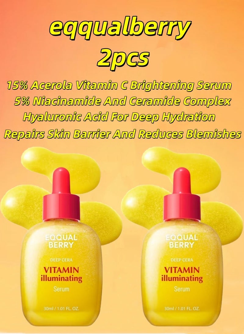 إيكوالبيري سيروم EQQUALBERRY Deep Cera Vitamin لتفتيح وترطيب البشرة – مستحضرات كورية للعناية بالبشرة تحتوي على أيسيرولا، نياسيناميد، حمض الترانيكساميك والسيراميد، 30 مل - Image 2