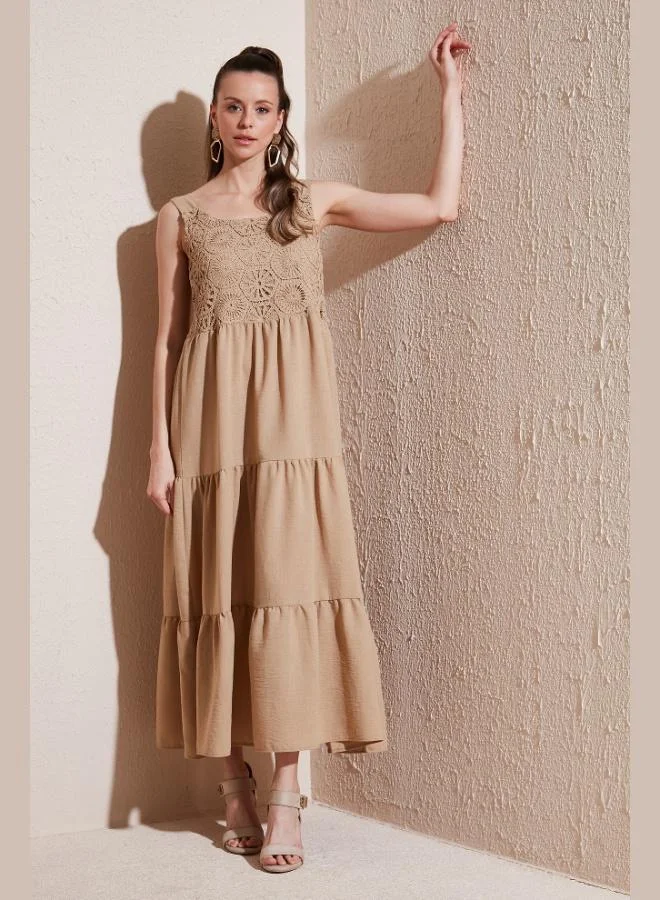 ليلا ليلا فستان طويل واسع مكشكش للنساء