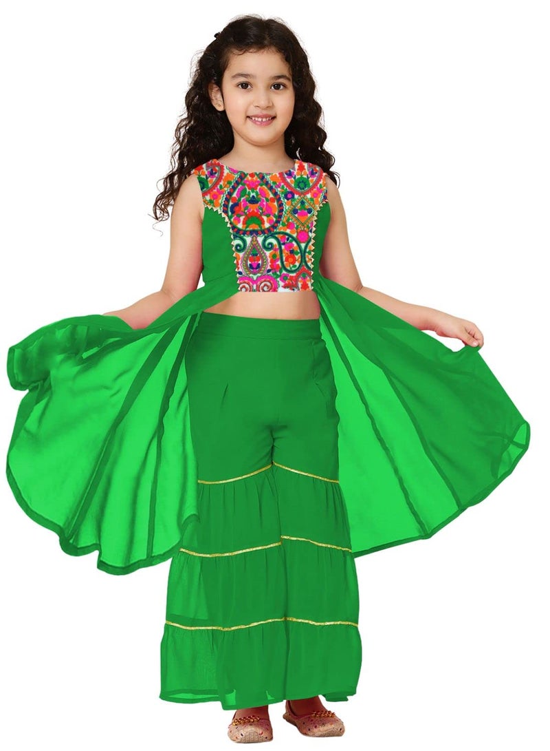 A.T.U.N. (ALL THINGS UBER NICE) Girls Ethnic Indo-Western Embroidered Sharara Set - Image 2