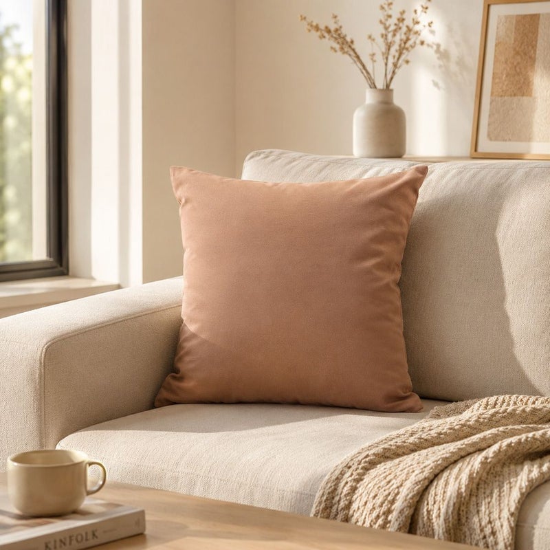 DANUBE HOME Toss Pillow With Zipper Without Piping 45X45Cm - Solid Brown, Sleek Zippered Toss Pillow, 100% Polyester Fabric, For Outdoor Sofas And Balcony Chairs - Image 5