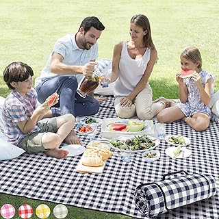 ZAZE Picnic Blankets Machine Washable, 80'x80' Extra Large Waterproof Sandproof Foldable Compact Beach Blanket, - Image 1