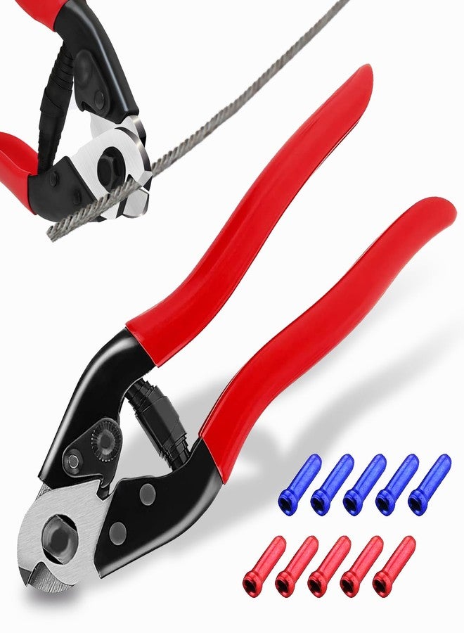 MEINV Bike Cable Cutter, Heavy Duty Stainless Steel Cable Cutter, Wire Rope for Deck Stair Railing Strong Thick Seal Metal Fencing Bicycle Bike Brake Cutter With 10 Pcs Ferules CR12, CT1 - Image 1