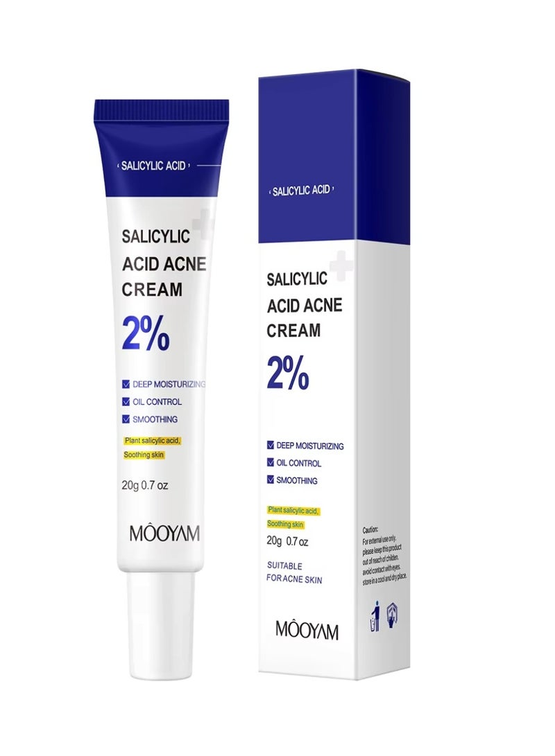 MOOYAM Salicylic Acid Acne Cream Deep Moisturizing Oil Control Smoothing Acne Cream with 2% Salicylic Acid Soothing Cream for Acne Skin Hydrating Oil Control Pore Tightening Acne Cream 20g  - Image 1