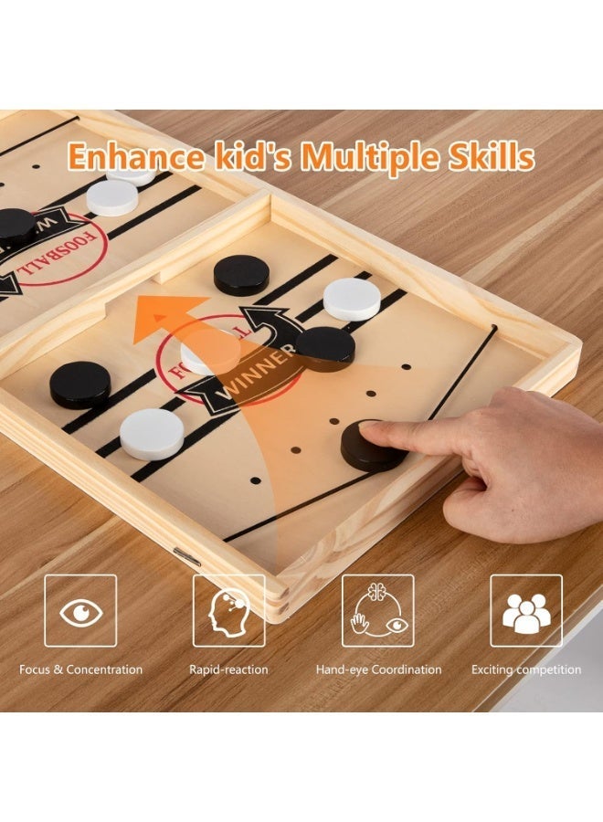 Large Sling Puck Game Wooden Fast Hockey Board – 2 Player Fast-Paced Slingshot Game, Foosball Winner Table, Interactive Family Party Game for Kids & Adults - Image 5