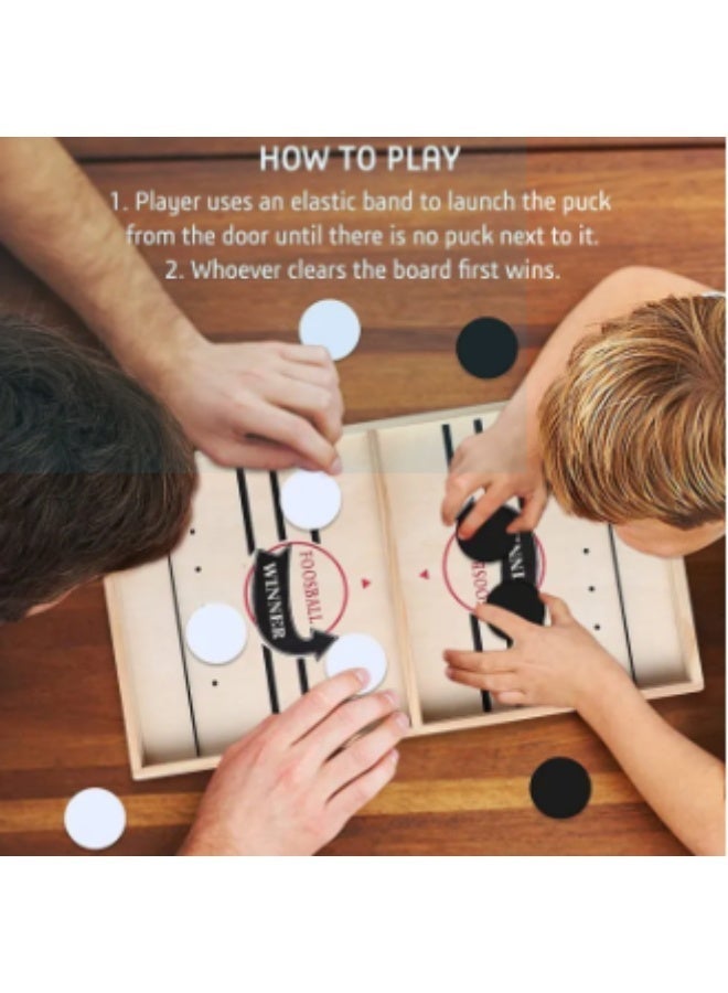 Large Sling Puck Game Wooden Fast Hockey Board – 2 Player Fast-Paced Slingshot Game, Foosball Winner Table, Interactive Family Party Game for Kids & Adults - Image 3