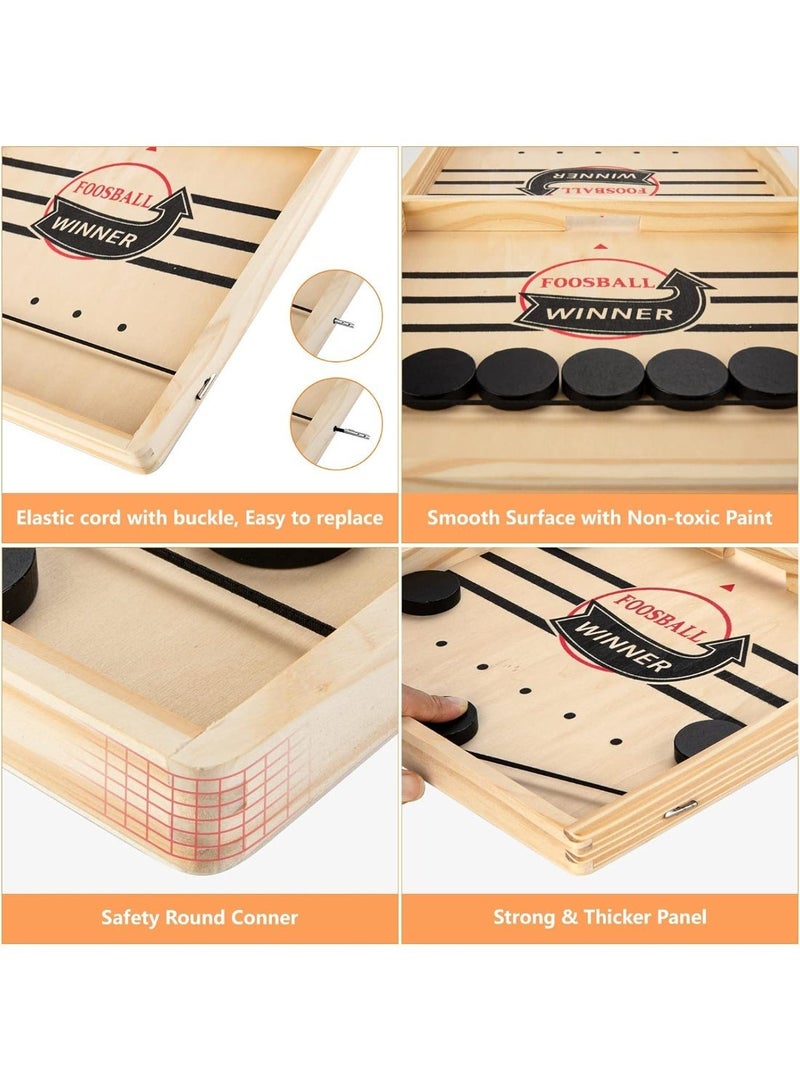 Large Sling Puck Game Wooden Fast Hockey Board – 2 Player Fast-Paced Slingshot Game, Foosball Winner Table, Interactive Family Party Game for Kids & Adults - Image 4