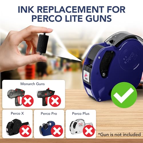 Perco Lite Pricing Gun Labeler Ink Rolls - Preferred Replacement Inkers for Perco Lite Price Tag Gun, Easy & Convenient Messy Free Ink Refill Even for Beginners (Pack of 4 Inkers) - Image 2