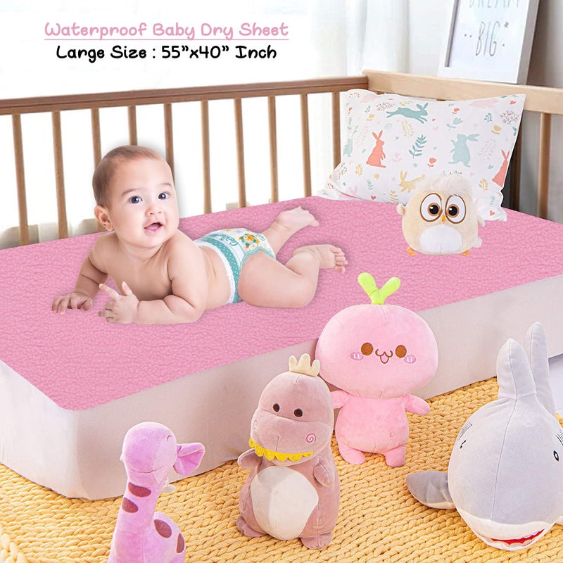 Dream King Waterproof Quick Dry Sheet for Baby| Bed Pad Anti-Piling Fleece Extra Absorbent Washable Matress Protector| Baby Bed Protector - Size Medium 100X70 Cm (Baby Pink) - Image 2
