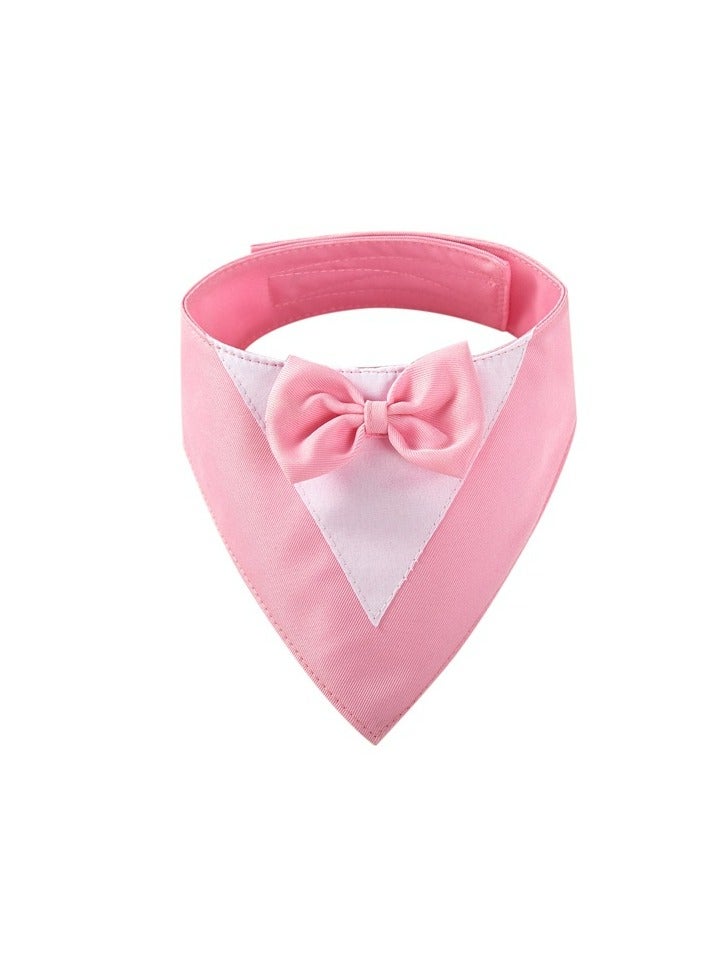 Generic Dog Tuxedo Formal Cat Wedding Bandana Dog Collar with Bow Tie Cat Birthday Costume Valentines Outfit Pet(PINK-S)  - Image 2