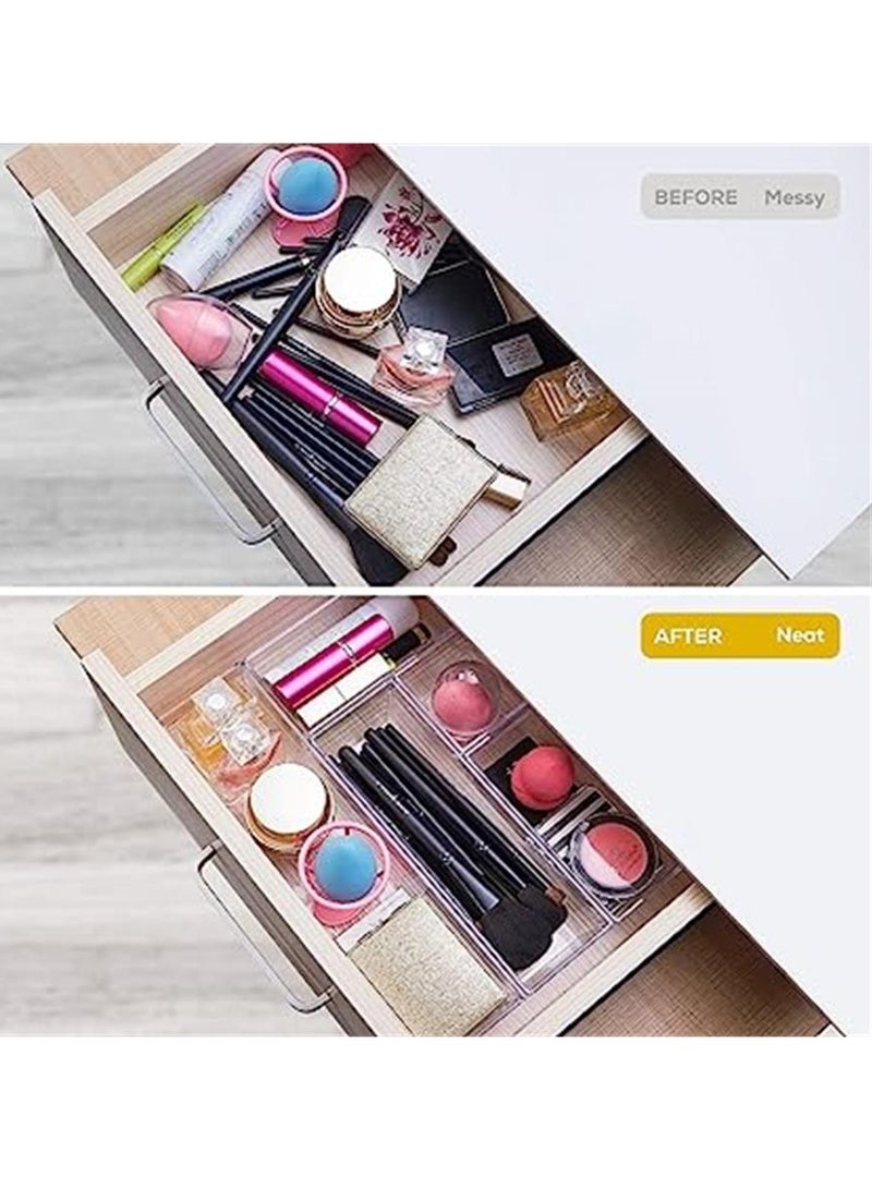 16 PCS Clear Plastic Drawer Organizer Tray for Makeup, Kitchen Utensils, Jewelries and Gadgets - Image 3