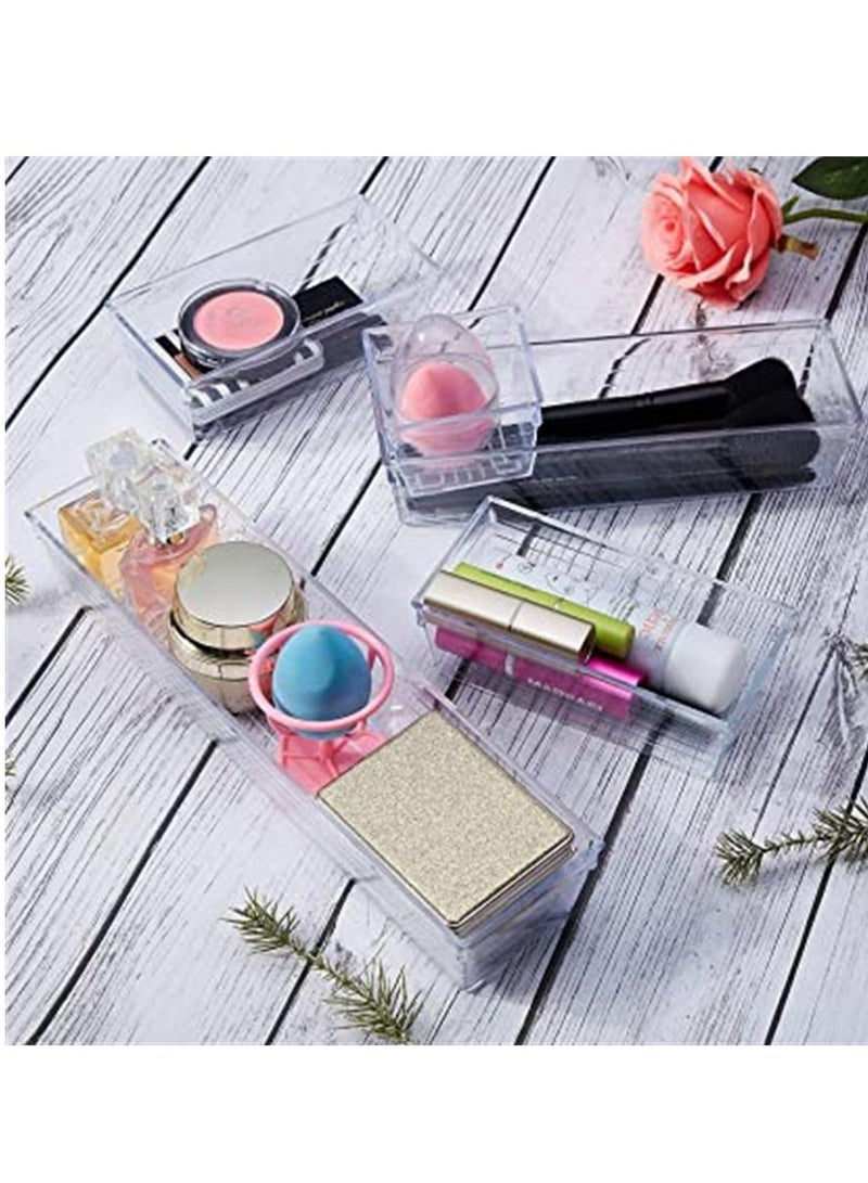 16 PCS Clear Plastic Drawer Organizer Tray for Makeup, Kitchen Utensils, Jewelries and Gadgets - Image 4