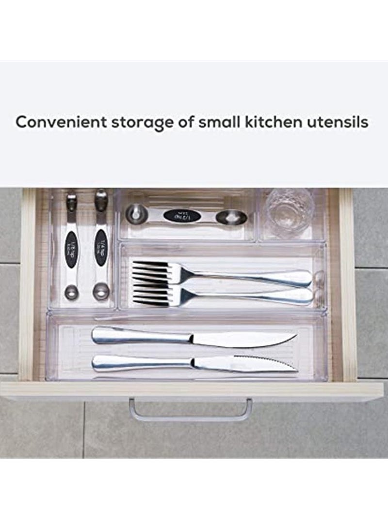 16 PCS Clear Plastic Drawer Organizer Tray for Makeup, Kitchen Utensils, Jewelries and Gadgets - Image 5