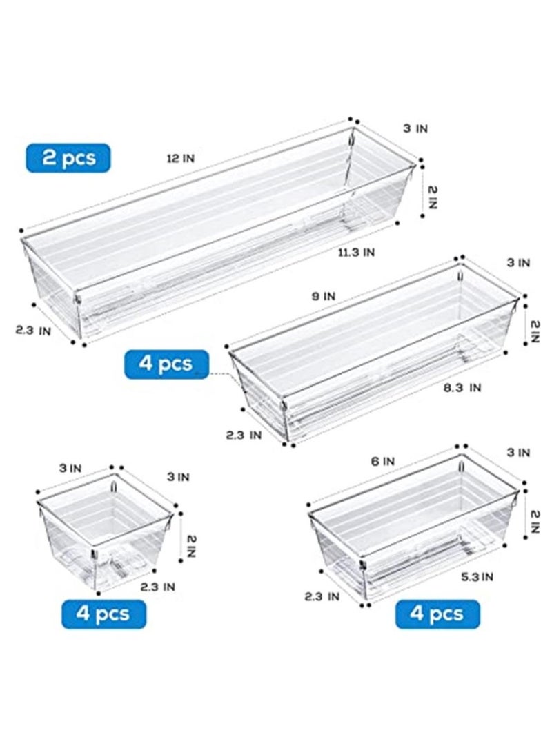 16 PCS Clear Plastic Drawer Organizer Tray for Makeup, Kitchen Utensils, Jewelries and Gadgets - Image 2