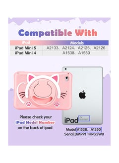 OCTOBER for iPad Mini 4/5 Case 7.9 Inch Girls Cute Cat Kawaii Cover Girly 3D Cartoon Women Kitten with Rotating Handle Stand u0026 Strap Soft Silicone Funda for Apple iPad Mini 5th/4th Gen Cases  - Image 2