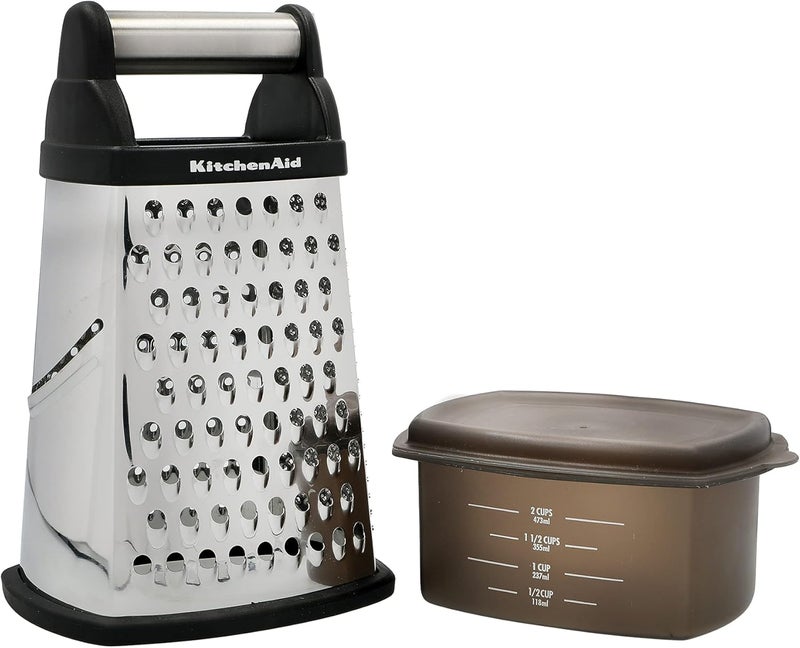 KitchenAid Cheese Grater with Container and Lid, 4-Sided - Image 1