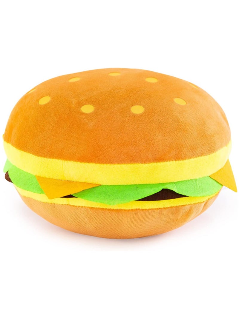 Cheeseburger Stuffed Plush Toy, Fluffy Burger Plush Pillow, Lightweight Stuffed Yummy Food Plushies, Portable Funny Throw Pillows For Kids Home Decoration, (1pc)  - Image 1