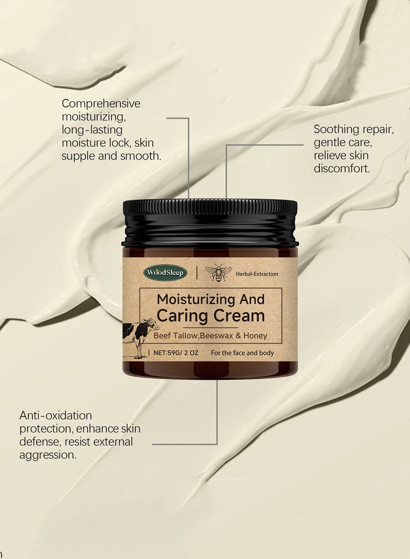 وودسليب بلسم شحم البقر والعسل - شحم البقر للبشرة مع شحم البقر وشمع العسل والعسل، مرطب ومُعتني ومضاد للشيخوخة، كريم وجه من شحم البقر الذي يتغذى على العشب (2 أونصة) - Image 4