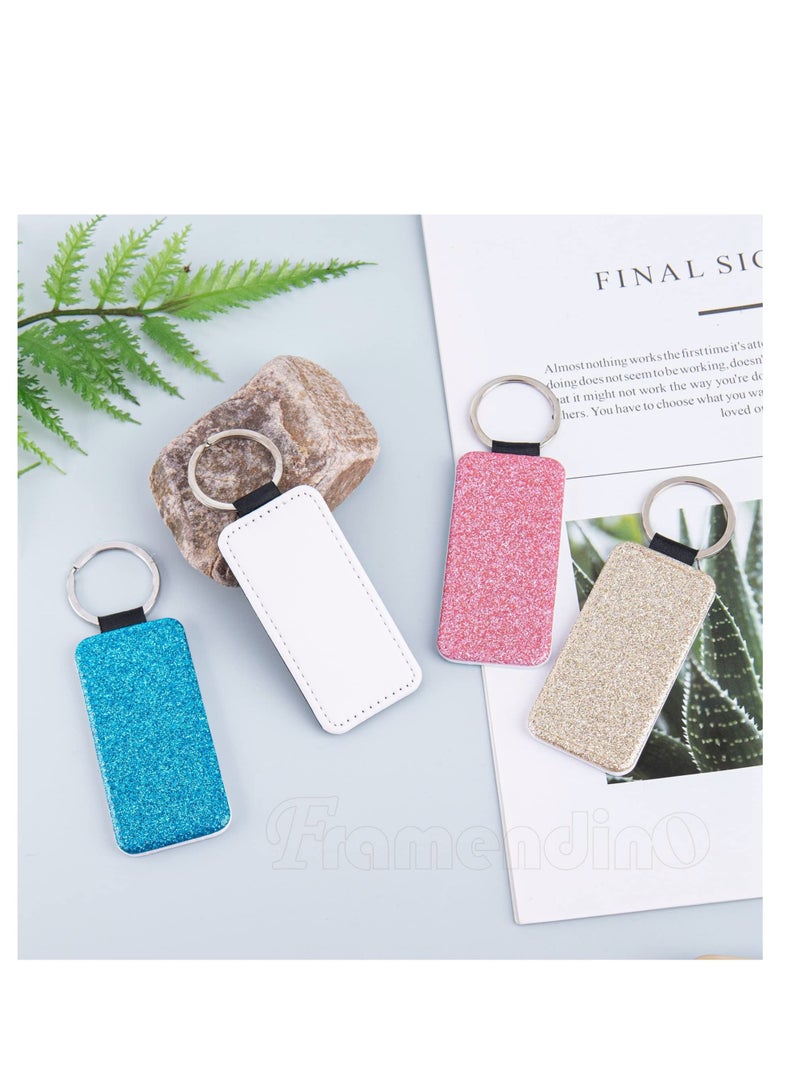 Excefore 8 Pcs Sublimation Keychains Blank, PU Leather Sublimation Keychains, Perfect for Pendant Ornament Making, DIY Craft - Image 3