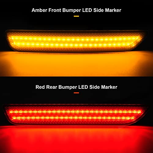 NEIFILES LED Side Marker Lights Compatible with Ford Mustang 2010 2011 2012 2013 2014 Front Rear Smoked Lens Fender Bumper Lamps Pack of 4 - Image 2