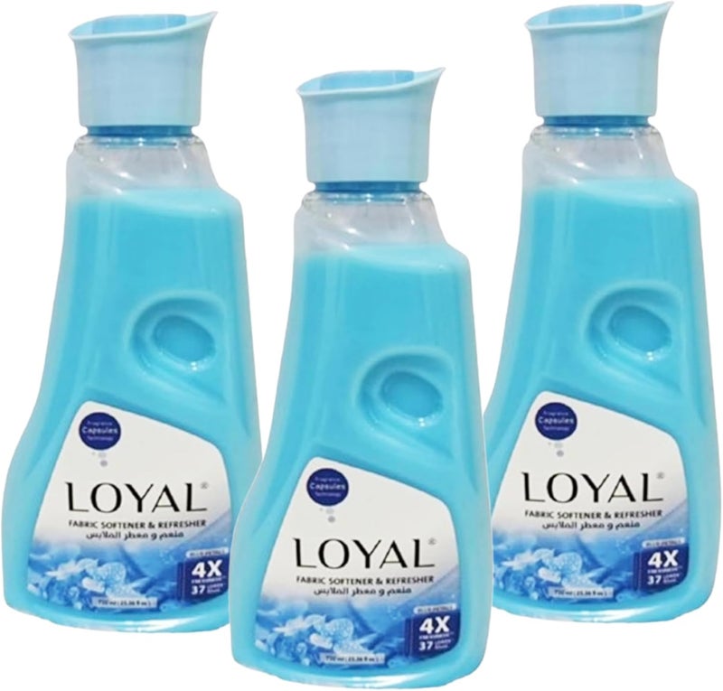Loyal 750ml (Pack of 3) - Fabric Softener and Refresher with Blue Fragrance Capsule - لويال Softener Laundry Gentle Care for Daily Use with 111 Washes - Image 1