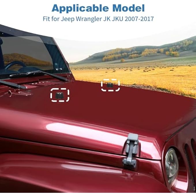 ريحني لغطاء محرك جيب JK مع سقوط، غطاء الحافة لجيب رانجلر JK JKU 20072017 ملحقات خارجية من ألياف الكربون 2 قطعة - Image 4