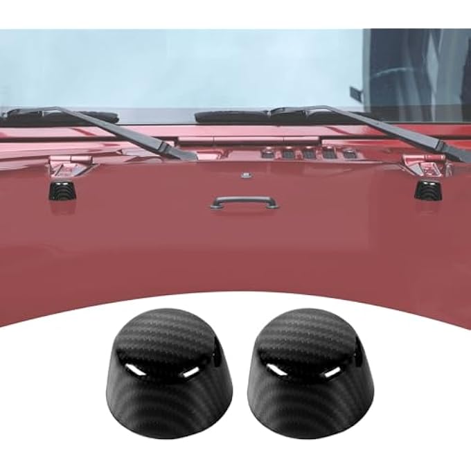 ريحني لغطاء محرك جيب JK مع سقوط، غطاء الحافة لجيب رانجلر JK JKU 20072017 ملحقات خارجية من ألياف الكربون 2 قطعة - Image 1