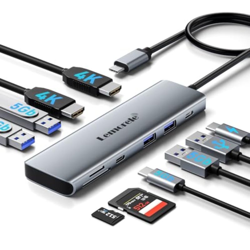 Laptop Docking Station Dual HDMI Monitor, 10 in 1 USB C Hub with 2 HDMI Ports, PD Charging, SD/TF, 5 USB C/A Ports, Laptop Docking Station for Dell XPS/HP/Lenovo/Surface MacOS only Supports SST Mode - Image 1
