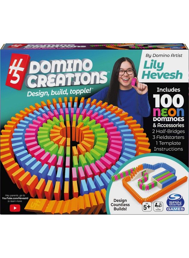 Spin Master Games H5 Domino Creations 100Piece Neon ; Kids Games For Game Night ; Building Toys For Outdoor Games ; Lily Hevesh Dominoes Set For Adults & Kids Ages 5+ - Image 1