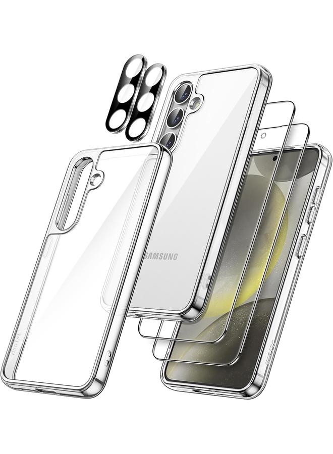 Jetech 5 In 1 Case For Samsung Galaxy S24+ S24 Plus 5G With 2 Pack Each Tempered Glass Screen Protector And Camera Lens Protector Non Yellowing Shockproof Bumper Phone Cover Clear - Image 1