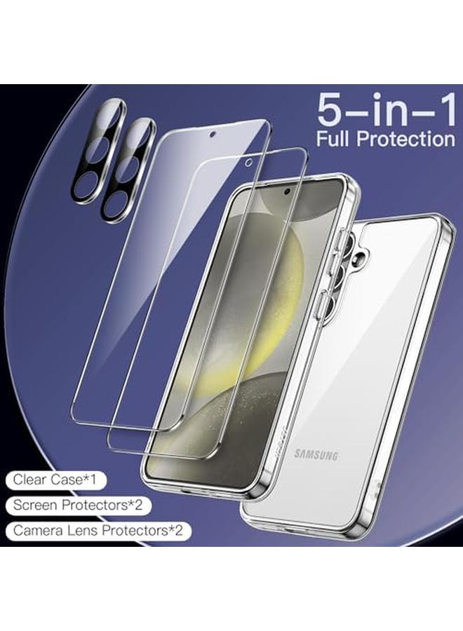 Jetech 5 In 1 Case For Samsung Galaxy S24+ S24 Plus 5G With 2 Pack Each Tempered Glass Screen Protector And Camera Lens Protector Non Yellowing Shockproof Bumper Phone Cover Clear - Image 3