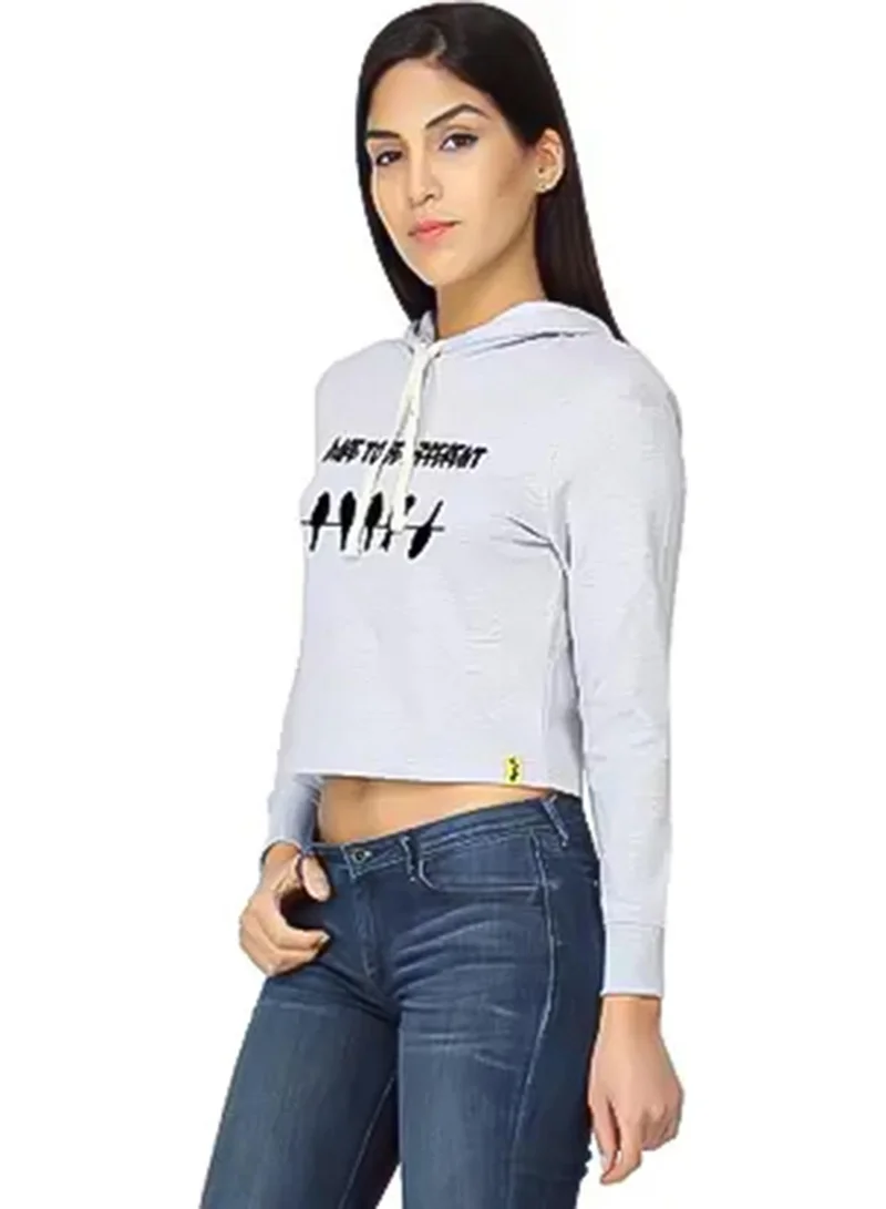 كامبوس سوترا هودي قصير بطبعة رمادي فاتح للنساء