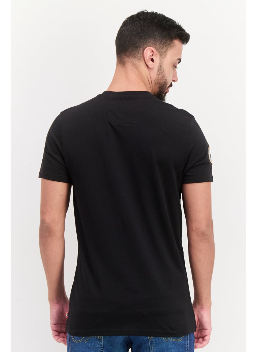 Canadian Peak - Men Crew Neck Short Sleeve Brand Logo T Shirt, Black Combo - Image 1