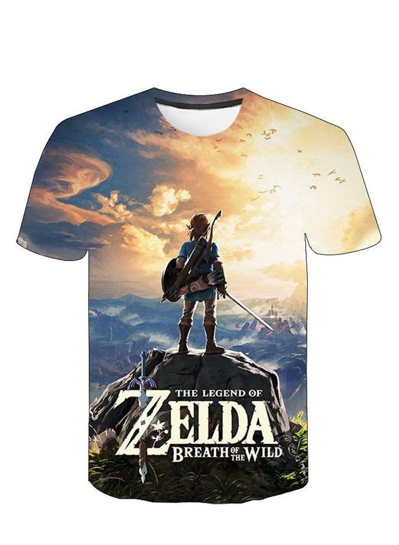 تي شيرت للأطفال مطبوع عليه شخصية Game Zelda Breath of the Wild ثلاثي الأبعاد قابل للتنفس - Image 1