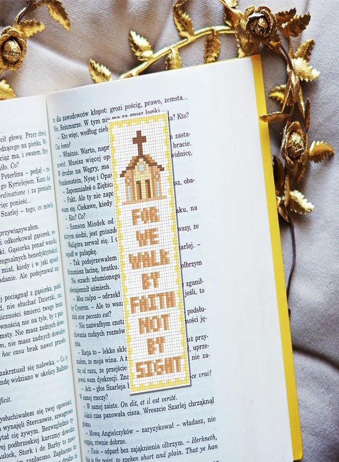 FREEBLOSS 22*8cm 6 Set Cross Stitch Bookmark Kits Plaid Biblical Themes Cross Stitch Patterns DIY Bookmarks Cross Stitch Kits Stamped Embroidery Bookmarks Kit Counted Cross Stitch Kits for Beginners - Image 5