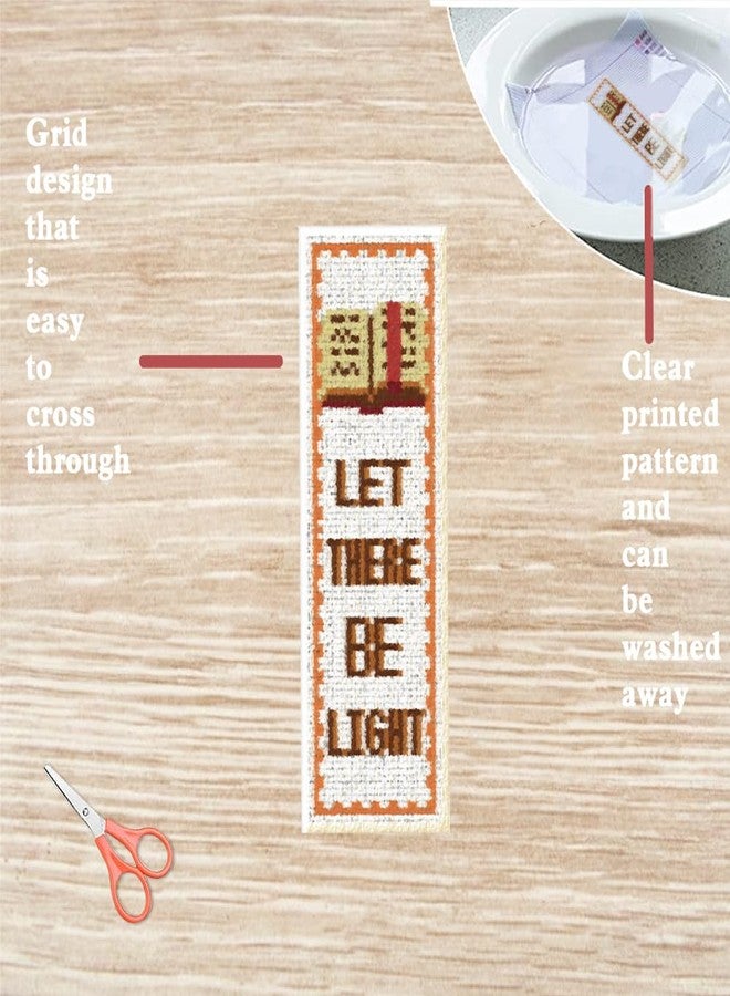 FREEBLOSS 22*8cm 6 Set Cross Stitch Bookmark Kits Plaid Biblical Themes Cross Stitch Patterns DIY Bookmarks Cross Stitch Kits Stamped Embroidery Bookmarks Kit Counted Cross Stitch Kits for Beginners - Image 3
