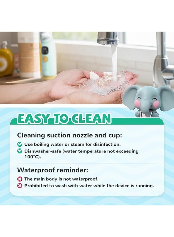 Baby Nasal Aspirator, Electric Nose Suction with 3Pcs Silicone Nose Tips, 3 Levels of Suction, Music Soothing Function Rechargeable Portable for Newborns, Toddlers, Clear Nasal Congestion - Image 4