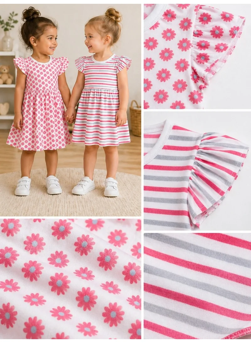 فكتور اند جين فستان بأكمام قصيرة مطبوع بالكامل من فيكتور وجين - فستان (عبوة من قطعتين)