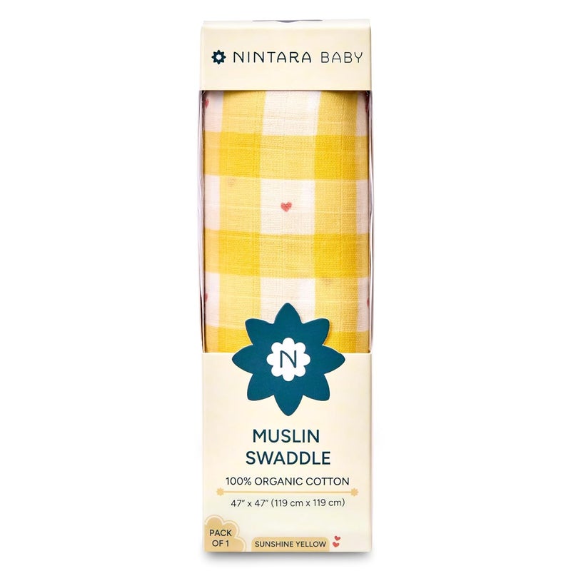 NINTARABABY ExtraLarge Swaddle 100 Organic Premium Muslin Cotton 47 x 47 119 cm x 119 cm UltraSoft Breathable Lightweight Multipurpose Unisex Hypoallergenic Gifts for Newborn Babies
