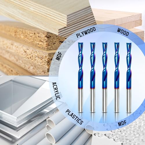 HQMaster Downcut Bit 1/8" Shank Down Cut Spiral CNC Router Bits End Mill Tungsten Carbide Milling Cutter Set 5 Pack (1/8" Cutting Diameter) - Image 5