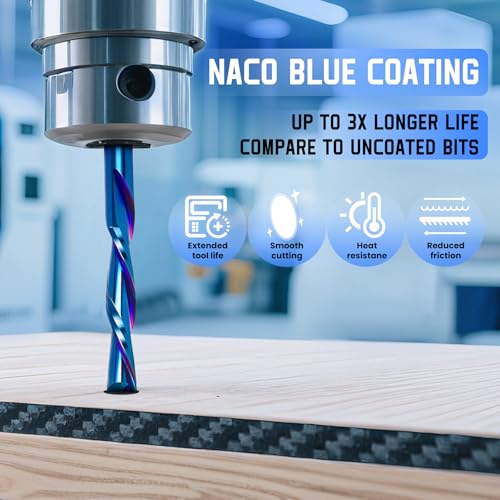 HQMaster Downcut Bit 1/8" Shank Down Cut Spiral CNC Router Bits End Mill Tungsten Carbide Milling Cutter Set 5 Pack (1/8" Cutting Diameter) - Image 4