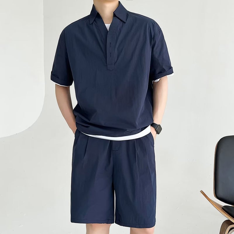Sportswear Suit Men'S Summer Short-Sleeved T-Shirt Basketball Clothes Casual Shorts Two-Piece Korean Fashion - Image 2