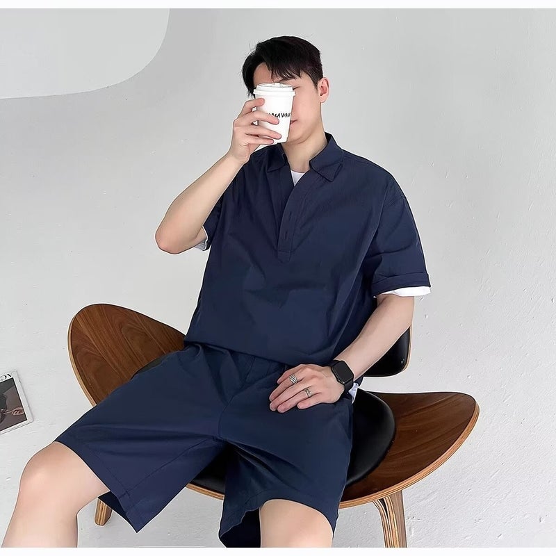 Sportswear Suit Men'S Summer Short-Sleeved T-Shirt Basketball Clothes Casual Shorts Two-Piece Korean Fashion - Image 5
