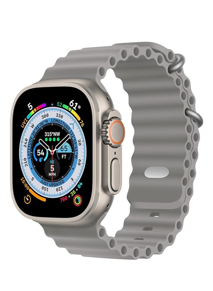 Sport New Silicone Band Compatible with Apple Watch Ultra Ocean 42/44/45/49mm Strap for iWatch Series Ultra 8 7 6 5 SE-Gray - Image 1