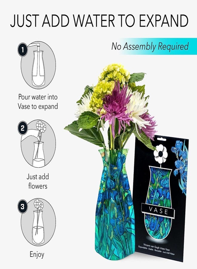 MODGY Collapsible and Expandable Plastic Flower Vase, Unbreakable, Foldable, Decorative Modern Centerpieces, Table Decorations, Van Gogh Irises, 1 Pack - Image 4